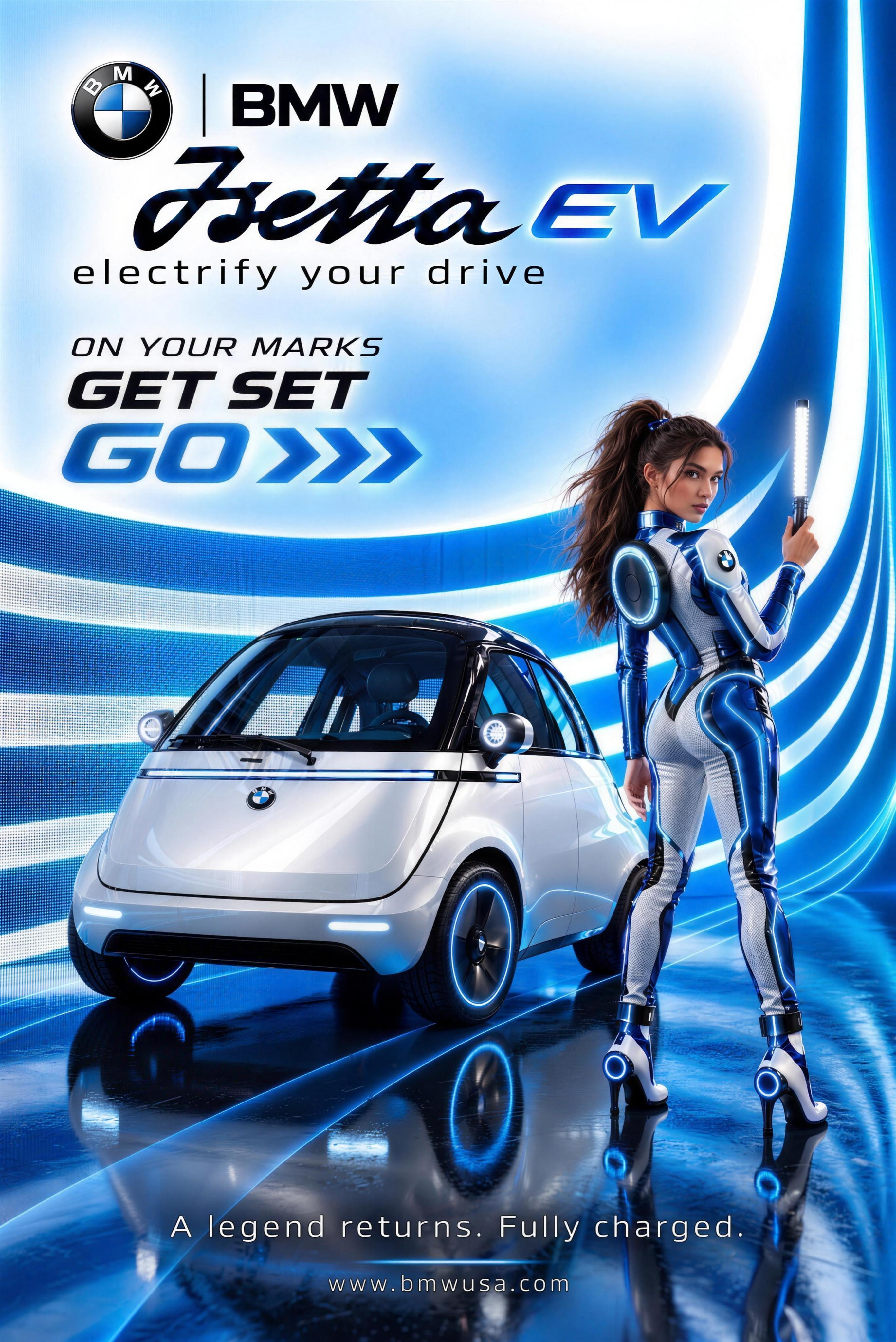 BMW Isetta EV in blue and white yumboxdesign
