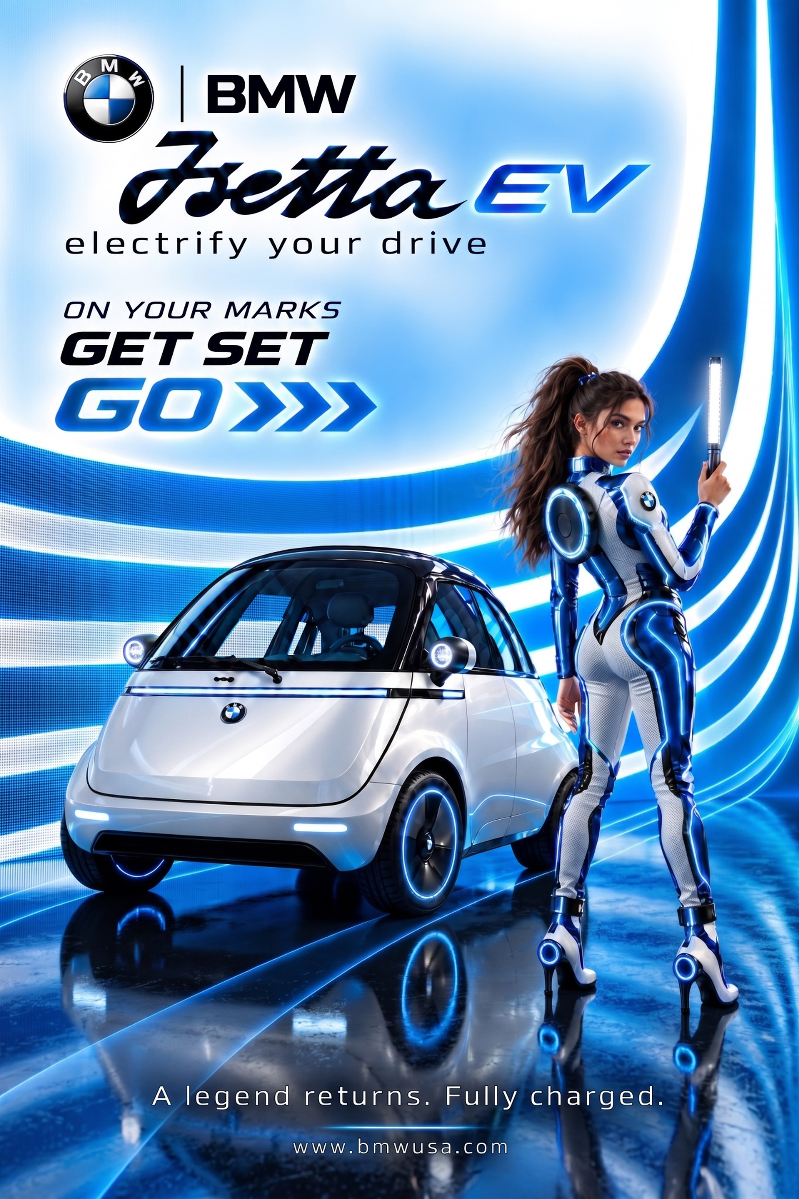 BMW Isetta EV in blue and white yumboxdesign