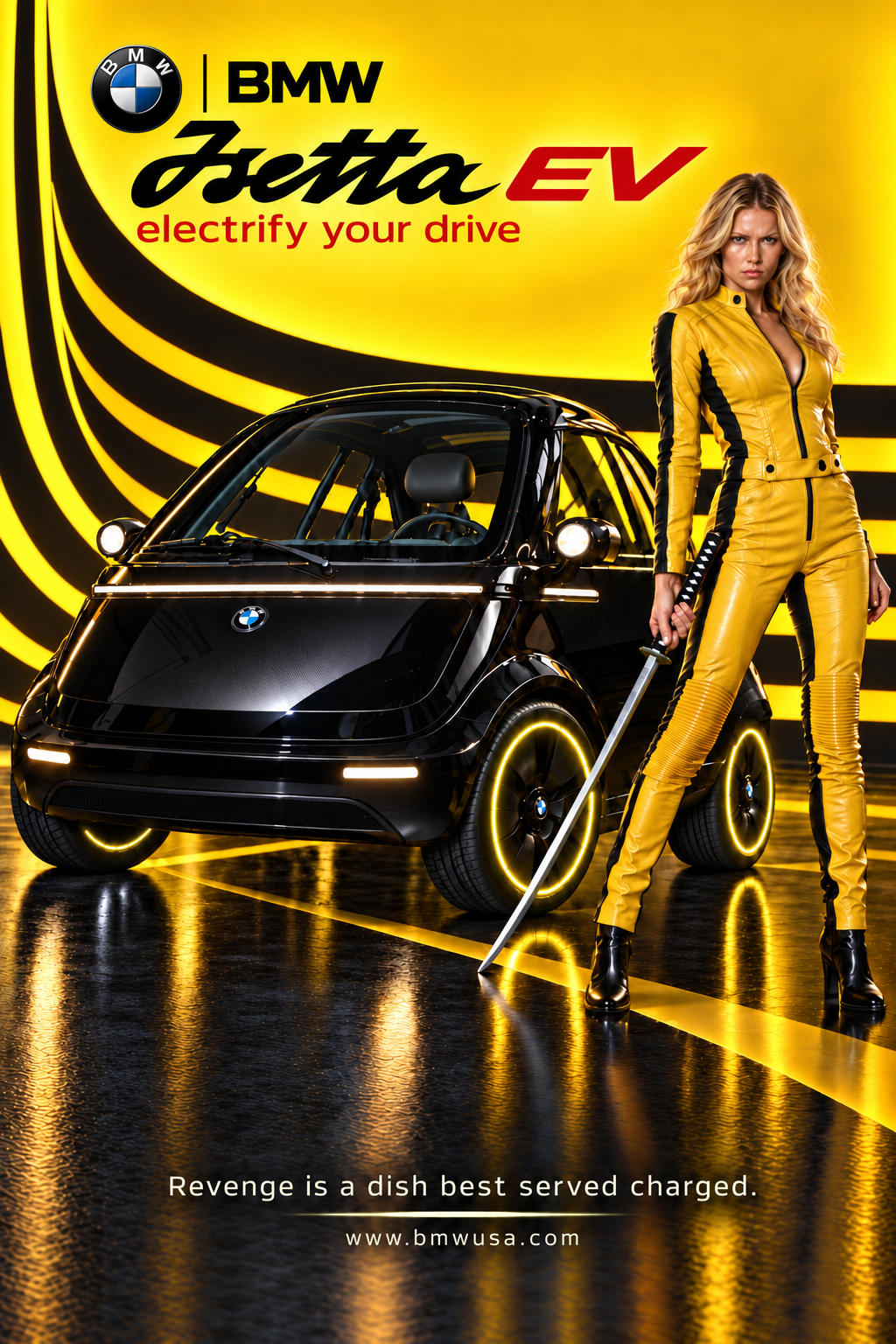 BMW Isetta EV in yellow and black yumboxdesign