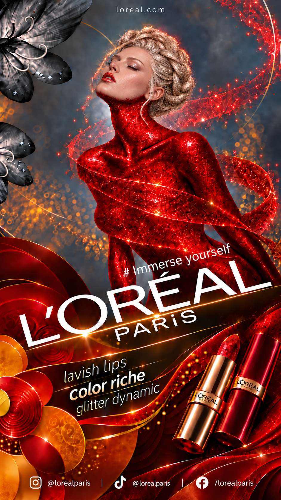 L’Oréal Glitter Dynamic Beauty Campaign Red Glitter